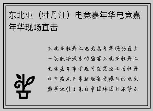 东北亚（牡丹江）电竞嘉年华电竞嘉年华现场直击