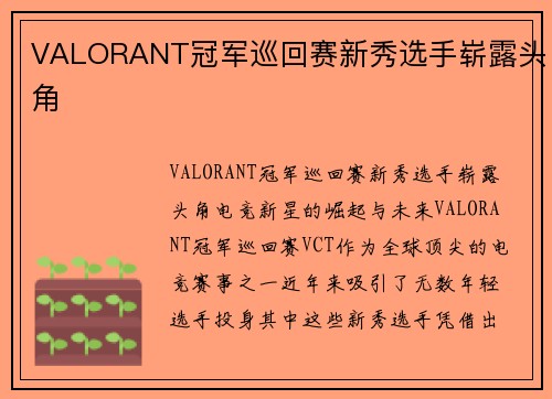 VALORANT冠军巡回赛新秀选手崭露头角